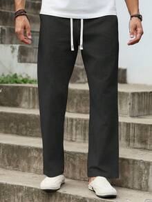 Manfinity RSRT Men's Casual Versatile Loose Cotton Pants - Black - View 3