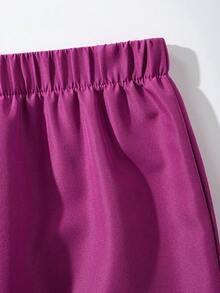 SHEIN Tween Girl Cool Printed T-Shirt & Fashionable 3D Work Pants, Dark Pink - Black - View 9