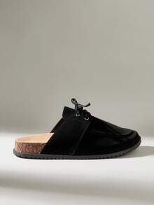 Solecia Sapatos femininos casuais de sola grossa, sem fecho, para uso em casa ou ao ar livre. - Preto - Ver 1