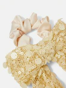 MOTF PREMIUM 亮片飘带蝴蝶结缎面发带 - 黃色 - 查看 6