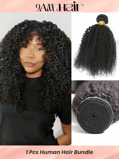 1pc Afro Kinky Curly Natural Black Color Human Hair Bundles 1 Bundle Hair Extension Hair Weave Double Weft Bundles Extension 4B 4C Afro Kinky Human Hair Bundles