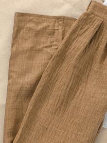 Tween Girls Ruffle Collar Hollow Out Embroidery Blouse And Pants Casual 2 Pieces Set - Khaki - View 7