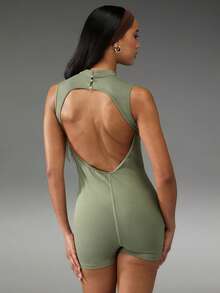 Normani 女士露背休闲日常连体衣 - 綠色 - 查看 2