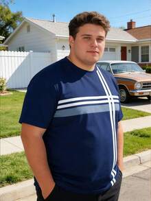 Manfinity Joysei 男士时尚夏季休闲运动服，男士上衣，腹部肌肉处饰有鸭子图案印花设计 - 藍白色 - 查看 3