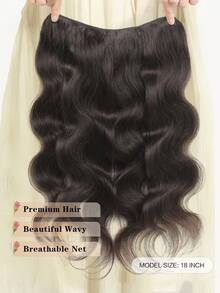 1pc Body Wave Clip In Hair Extensions Real Human Hair, U-Shape Human Hair Clip In Extensions For Women Dark Brown Soft Human Hair - S2 - View 2