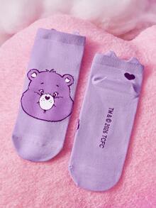 SHEIN X Care Bears 3雙女款休閒短襪 柔軟透氣吸濕 可可愛卡通圖案 加強趾尖與後跟 耐穿 全季節百搭 - 彩色 - 查看 7