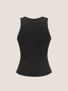 SHEIN EZwear 2 piezas Camiseta de mujer casual y cómoda con contraste de color y bordado de flor de concha - Multicolor - Ver 7