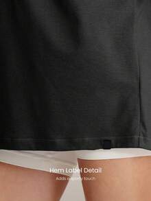 GLOWMODE CloudKnit Float On Hip Length Soft Sweat-Wicking Relaxed Fit Crewneck Tee Gym Outdoors Daily Casual Wear - Black - View 4