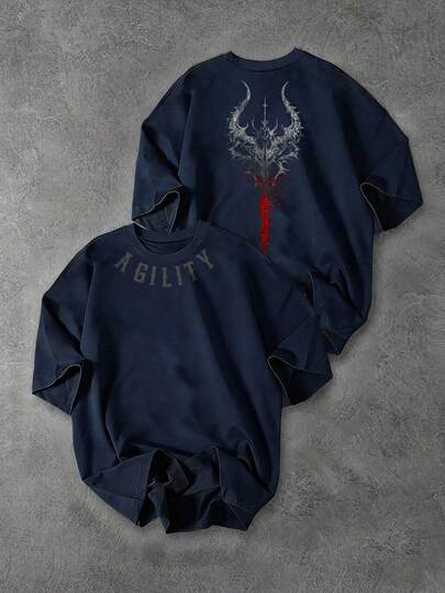 Sport MetroGents Men's Graphic & Letter Print Short Sleeve Sports T-Shirt, Summer