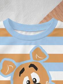 SCOOBY-DOO X SHEIN 男婴条纹圆领短袖休闲T恤 - 白色 - 查看 6