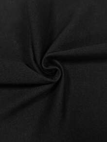 Breezaya 大码女式纯色褶皱时尚约会派对连衣裙 - 黑色 - 查看 3