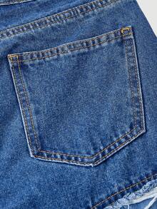 SHEIN MOD Quần jeans ống rộng phối màu tương phản dành cho nữ - Nhiều màu - Xem 4