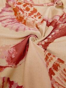 Travachic Áo tắm liền thân hở lưng, cổ yếm, họa tiết vỏ sò màu cam hồng, kiểu dáng gợi cảm, thích hợp cho kỳ nghỉ nhiệt đới, cổ chữ V sâu và có dây rút ở eo, giúp thon gọn vóc dáng, phong cách quyến rũ bãi biển, mùa hè. - Hồng - Xem 8