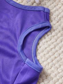 PETSIN 1件可爱天使翅膀爱妈妈印花宠物背心紫色柔软透气舒适宠物衣服 - 紫色 - 查看 3