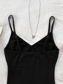 SHEIN Canotta stile balletto in pizzo bianco per ragazze pre-adolescenti, top nero carino, bralette, top canotta nero slim per ragazze pre-adolescenti - nero - Visualizzare 3