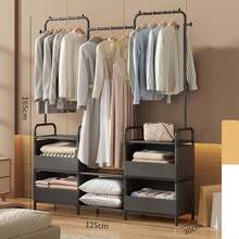 1pc Assembled Wardrobe Cabinet, Reinforced Iron Frame Clothes Rack For Home Bedroom, Clothing & Miscellaneous Storage, Modern Design, Durable - Multicolor - View 4