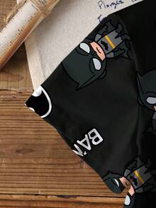 BATMAN X SHEIN 男童休闲圆领卡通字母印花短袖T恤，百搭日常穿着 - 白色 - 查看 4