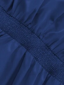Vestido elegante de manga larga con cuello en V, cintura con lazo y falda acampanada para mujer de talla grande - Azul marino - Ver 6