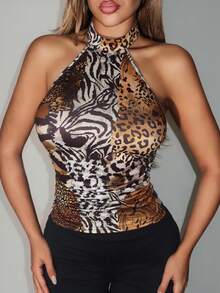 SHEIN ICON Sexy Retro Animal Print Women Tank Top - Multicolor - View 1