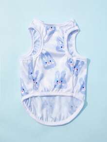 PETSIN 1 pieza Chaleco para mascota con estampado azul y blanco de conejo lindo - Multicolor - Ver 4