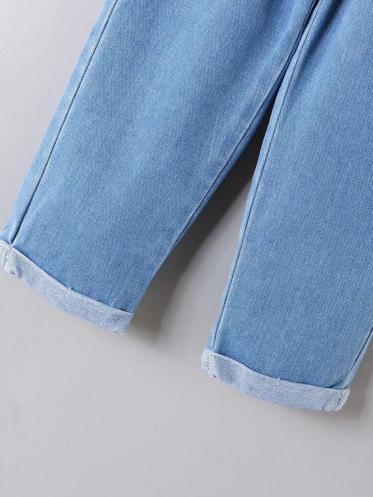 Bộ đồ denim 2 mảnh cho bé trai, hàng mới về mùa xuân/thu gồm áo sơ mi denim bạc màu và quần jeans cạp chun, bộ đồ denim thường ngày cho trẻ em, mềm mại và thoải mái, phù hợp cho trường học, kỳ nghỉ, hoạt động ngoài trời, trang phục mùa xuân/thu thời trang. - Rửa nhẹ - Xem 6