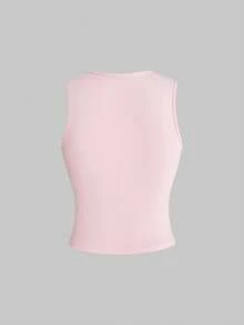 Grunge Punk Punk Rock Festival Edgy Metal Stud Poker Print Patchwork Women Tank Top - Pink - View 4