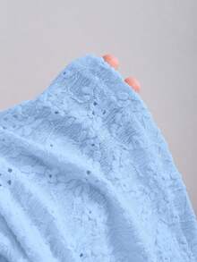 Sweetra Women's Sweet Jacquard Texture Hollow-Out Sexy Off-Shoulder Casual Fitted Dress For Spring/Summer - Blue - View 4