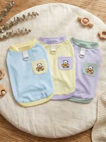 PETSIN Pet Clothing, Dog Clothing, Cat Hoodie, Casual Vest, Spring And Summer New Item, Small Animal Printed Vest, Cool Casual Wear, Cartoon Hoodie - Multicolor - View 3