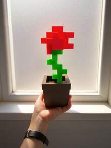 Joivida 1个像素玫瑰装饰品，独特的3D打印花卉摆件，塑料花卉制品，适用于床头柜、桌面、办公桌装饰、家具装饰，非常适合作为圣诞节、万圣节、复活节、情人节、生日礼物，独特而别致，是馈赠佳品的理想之选。 - 盆栽擺件 - 查看 6