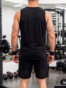 Manfinity Dauomo Men's Black Summer Gym Tank Top,Baggy Casual Solid Workout Tanks Muscle Tank Top,Male Running & Gym - Black - View 3