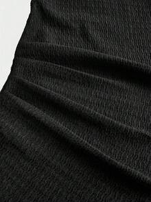 Firerie Kids Bộ đồ đôi cho bé gái tuổi teen, màu cà phê, kiểu dáng thường ngày, gồm áo dệt kim không tay trễ vai xếp ly và quần ống loe, thích hợp mặc ở nhà, ngoài trời, du lịch, mặc hàng ngày và đi học. - màu đen - Xem 4