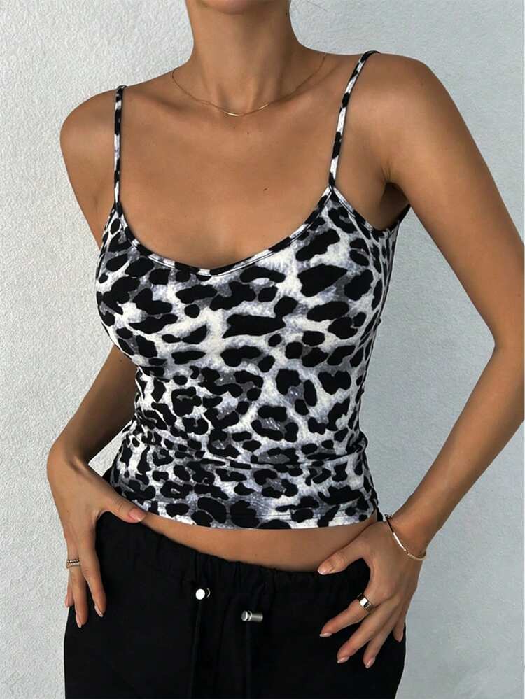 Women's Fitted Leopard Print Backless Sexy Casual Camisole