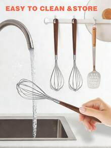 1个/2个/6个装不锈钢木柄手动打蛋器/搅拌器 - 无需电池，金属材质，方便烘焙和烹饪，是打发和混合食材的理想选择，打蛋器 | 手动搅拌器 | 结构坚固，手持式打蛋器 - 彩色 - 查看 6