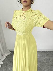 Rafferiza Elegant Pleated Dress - Yellow - View 5