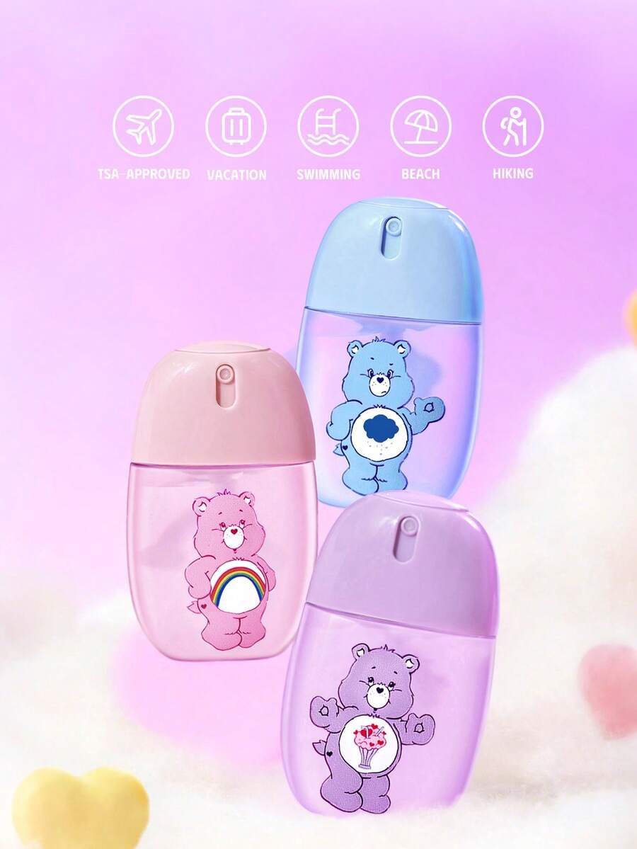 SHEIN X Care Bears 50毫升/1.8盎司可爱卡通熊糖果色塑料空分装瓶，按压式喷雾瓶，便携式可灌装喷雾瓶，可灌装清洁液、驱蚊液、护肤水等液体，可重复使用灌装瓶，礼品，适合日常使用，旅行必备，喷雾细腻，防漏，容器，浴室 - 彩色 - 查看 1