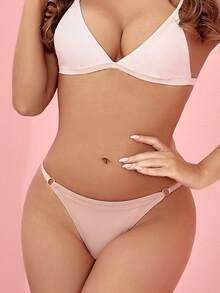 Sexy Solid Color Seamless Thong Panties - Baby Pink - View 5