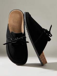 Solecia Sapatos femininos casuais de sola grossa, sem fecho, para uso em casa ou ao ar livre. - Preto - Ver 3