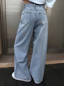 Livesso Women's Loose Casual Cotton Summer Denim Jeans - Blue - View 2