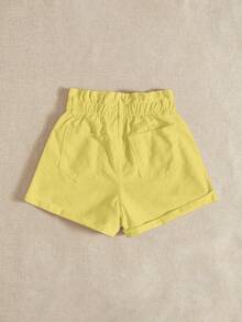 Breezaya Women's Loose Fit Pocketed Wide Leg Casual Denim Shorts - Yellow - View 2