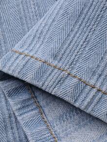 Livesso Damen Strukturierte Lässig Urlaubs Baumwoll Denim-Shorts, Blaue Jorts für den Sommer - Blau - Übersicht 7
