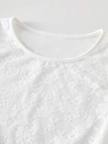 可爱黄色蕾丝边A字连衣裙，荷叶袖设计，甜美风格，适合幼儿，适合家庭聚会和户外活动，春夏款 - 白色 - 查看 4