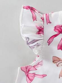 SHEIN Playful Pals 女嬰 4 套裝 粉紅色夏季 T恤短褲套裝 心形豹紋花卉 - 彩色 - 查看 4