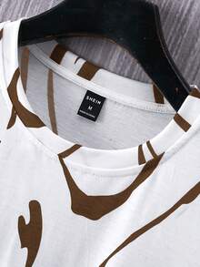 Manfinity Roughcore Men's Casual All-Over Print Round Neck Short Sleeve T-Shirt, Summer - Multicolor - View 5