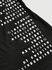 ROMWE Y2K Đầm ngắn nữ phong cách retro gợi cảm, kiểu dáng cá tính, in số, logo tiếng Anh, khoét rỗng, đính đinh tán. - màu đen - Xem 4