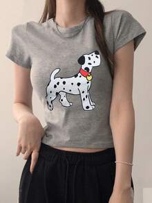 DAZY Women's Fitted Short Graphic T-Shirt - Grey - View 5