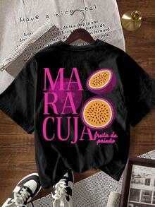 INAWLY 女士字母印花圆领休闲百搭日常短袖T恤 - 黑色 - 查看 6