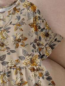 Rusticease Plus Size Women Round Neck Ruffle Trim Short Sleeve Blouse, Summer Peplum Top Women Women's Tops Floral Top For Women Blouses For Women - White - View 8