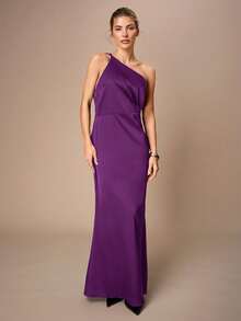 Maija 蕾丝拼接露背优雅紫红色美人鱼连衣裙 - 紫色 - 查看 7