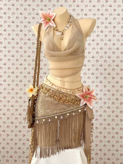 SuriyaCove Set de 2 piese sexy pentru femei, cu top drapat în culoare solidă și maiou scurt cu decolteu drapat