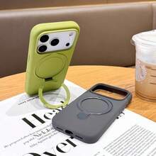 1 chiếc ốp lưng điện thoại silicon mờ cao cấp tích hợp vòng giữ điện thoại, tương thích với iPhone 17 Air 16 15 14 13 12 11 Pro Plus Max, hỗ trợ sạc không dây. - Màu xanh lá cây đậm - Xem 5